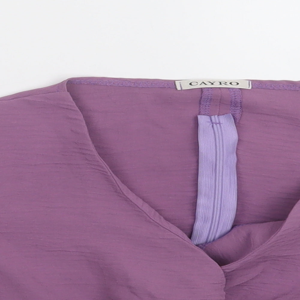 cayro Womens Purple  Polyester Cropped Blouse Size M V-Neck