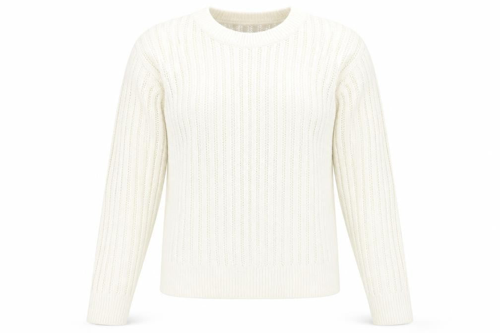 Primark Womens White Crew Neck  Acrylic Pullover Jumper Size M