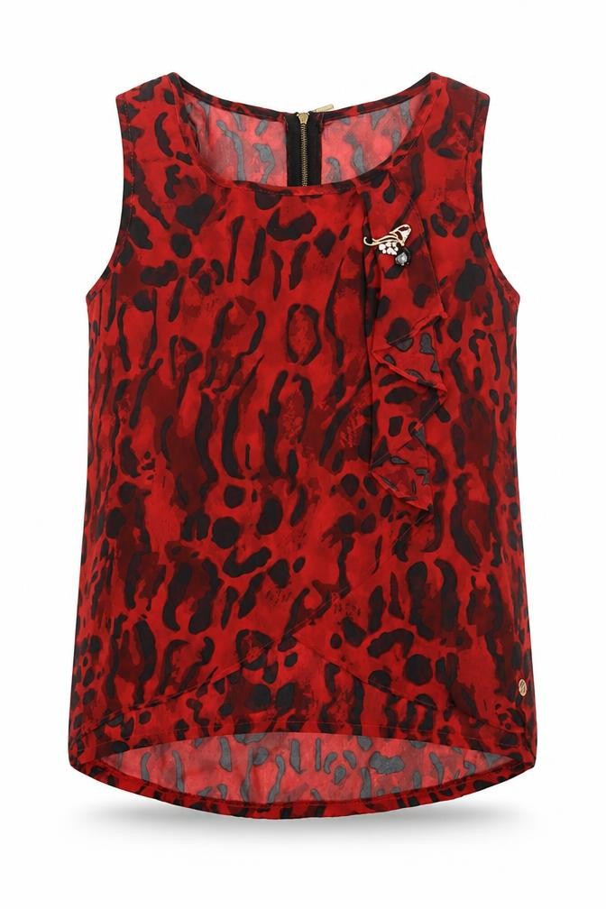 Rant & Rave Womens Red Geometric Polyester Basic Tank Size 10 Crew Neck