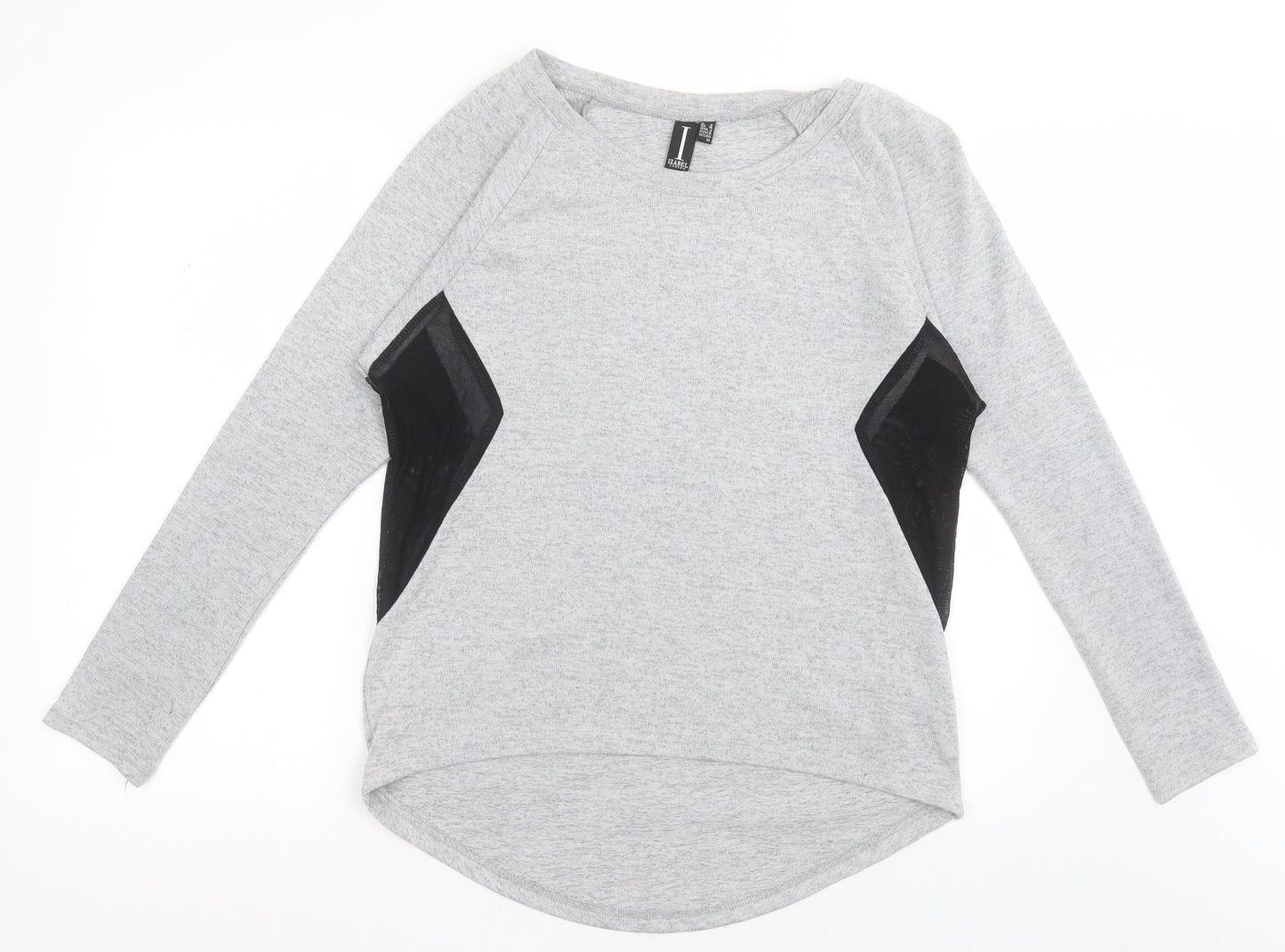 IZABEL LONDON Womens Grey Crew Neck  Polyester Pullover Jumper Size 10   - mesh sides