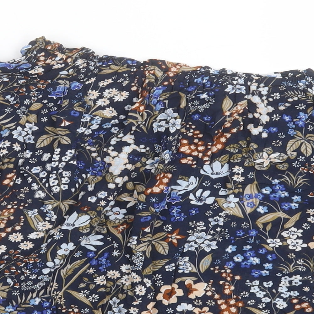 Stradivarius Womens Blue Floral Viscose Basic Blouse Size S Off the Shoulder
