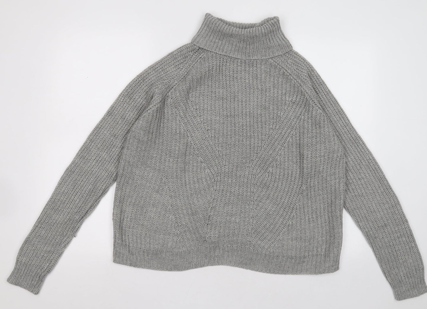 Only Womens Grey Roll Neck  Acrylic Pullover Jumper Size XL