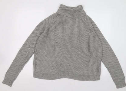 Preloved Only Womens Grey Roll Neck  Acrylic Pullover Jumper Size XL - Front
