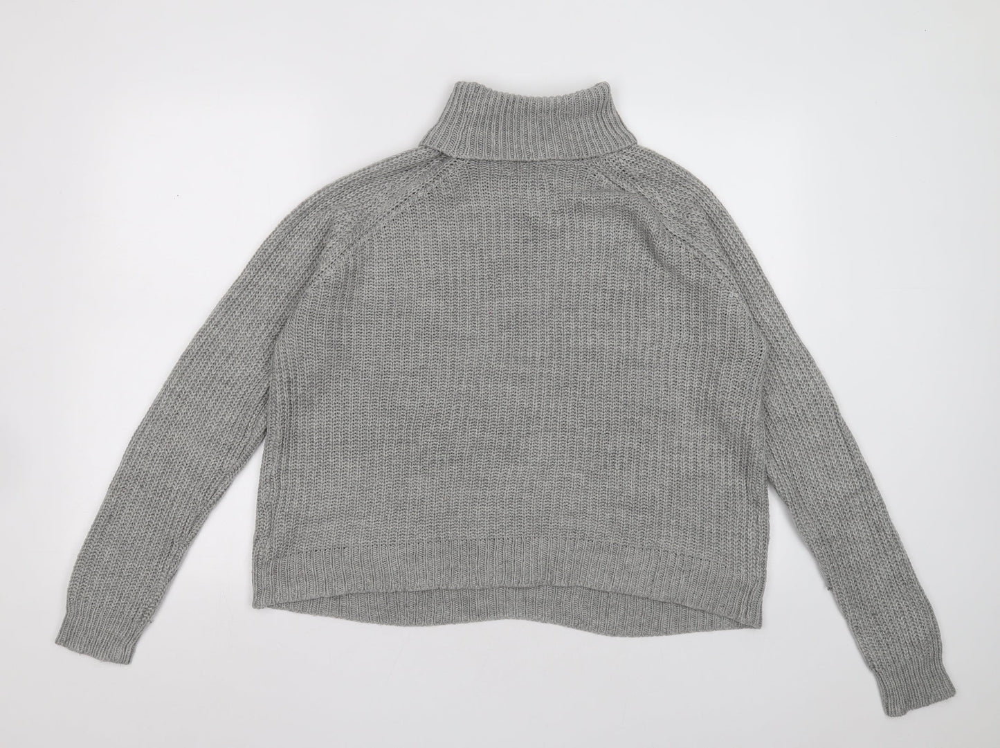 Only Womens Grey Roll Neck  Acrylic Pullover Jumper Size XL