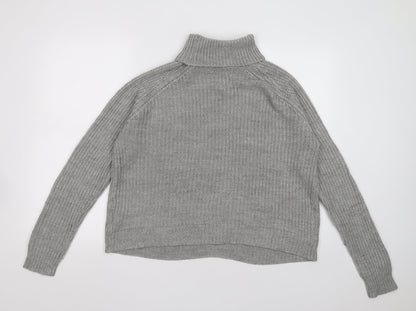 Preloved Only Womens Grey Roll Neck  Acrylic Pullover Jumper Size XL - Back