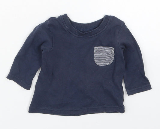 George Boys Blue  Cotton Basic T-Shirt Size 0-3 Months Crew Neck Pullover