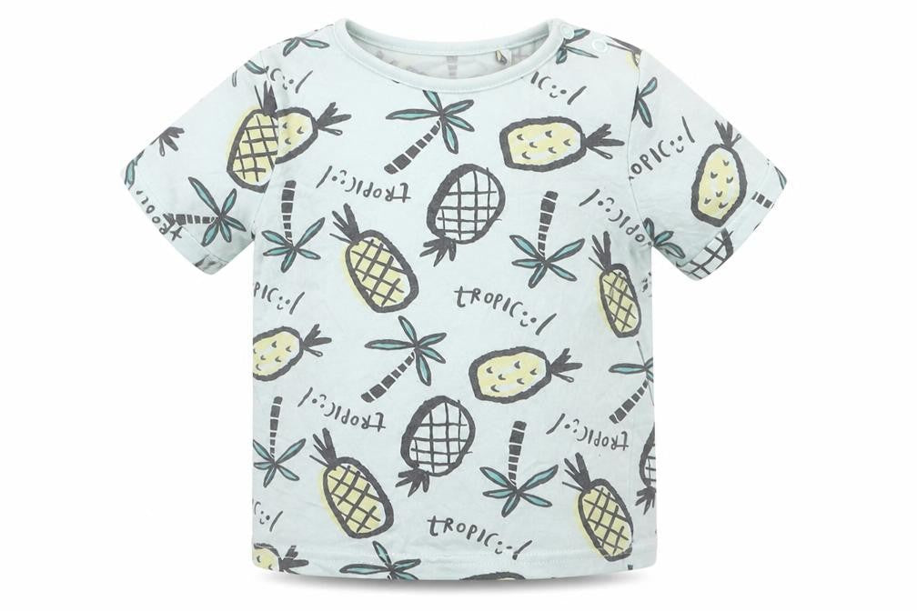 TU Boys Blue  Cotton Basic T-Shirt Size 12-18 Months Crew Neck Pullover - Tropic Pineapples