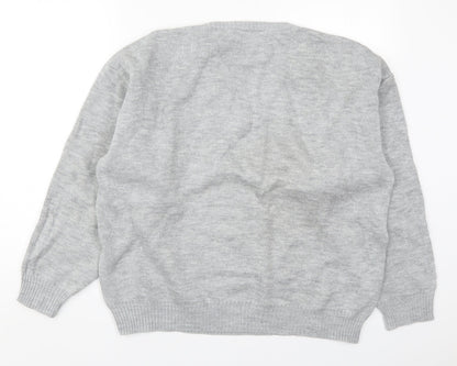 Invicta Mens Grey V-Neck  Acrylic Pullover Jumper Size L