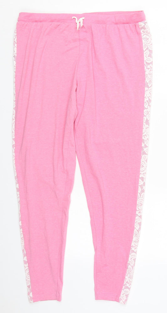 Dunnes Womens Pink  Viscose Trousers  Size 34 in L29 in Regular Drawstring - Pyjama Pants