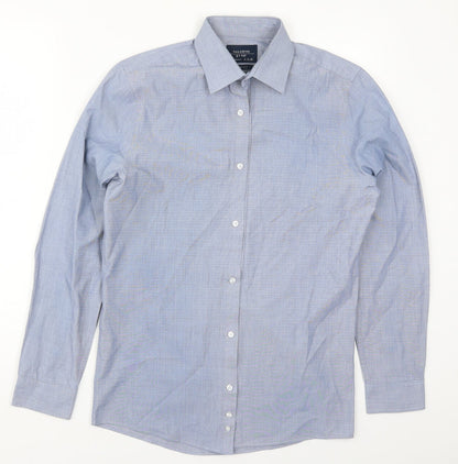 Preloved F&F Mens Blue  Polyester  Button-Up Size 14.5 Collared Button - Front