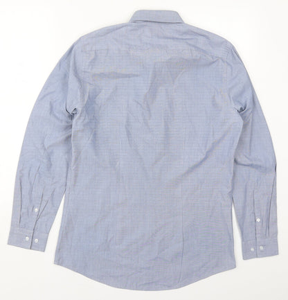 Preloved F&F Mens Blue  Polyester  Button-Up Size 14.5 Collared Button - Back