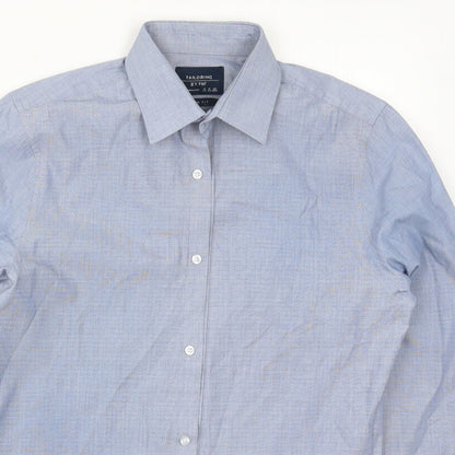 Preloved F&F Mens Blue  Polyester  Button-Up Size 14.5 Collared Button - Detail