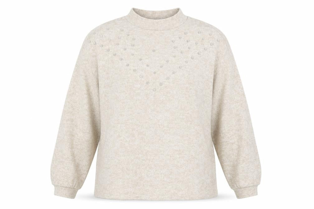 Savior Womens Beige Mock Neck  Viscose Pullover Jumper Size M