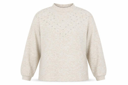 Savior Womens Beige Mock Neck  Viscose Pullover Jumper Size M