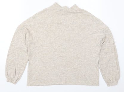 Savior Womens Beige Mock Neck  Viscose Pullover Jumper Size M