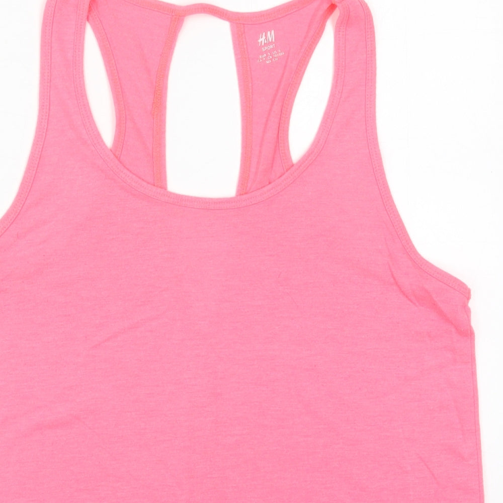 H&M Womens Pink  Polyester Basic Tank Size S Round Neck