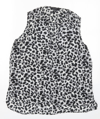Preloved Atmosphere Womens Grey Animal Print Polyester Basic Blouse Size 16 V-Neck - Front