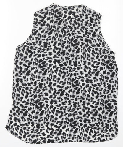 Preloved Atmosphere Womens Grey Animal Print Polyester Basic Blouse Size 16 V-Neck - Back
