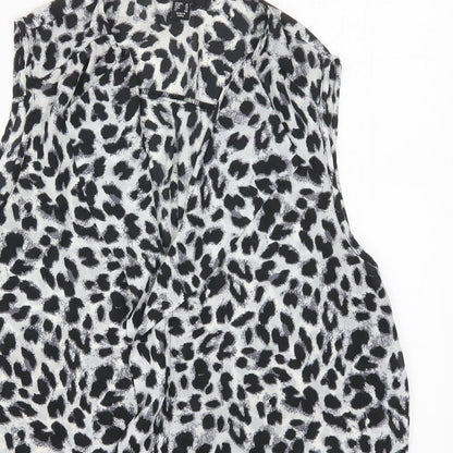 Preloved Atmosphere Womens Grey Animal Print Polyester Basic Blouse Size 16 V-Neck - Detail