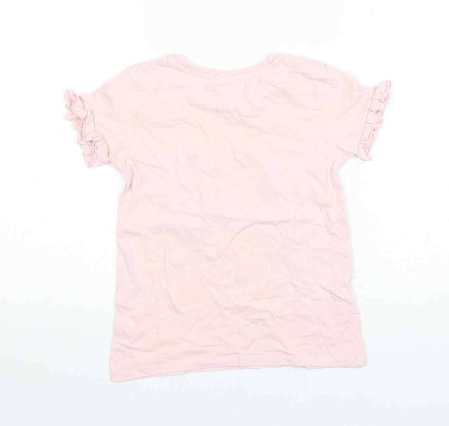 Primark Girls Pink  Cotton Basic T-Shirt Size 7-8 Years Round Neck Pullover - Trolls