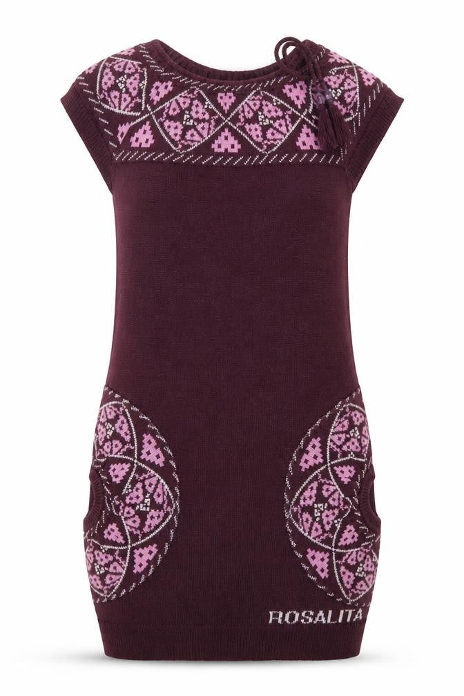 Rosalita Womens Purple Argyle/Diamond Acrylic Jumper Dress  Size XS  Round Neck Pullover