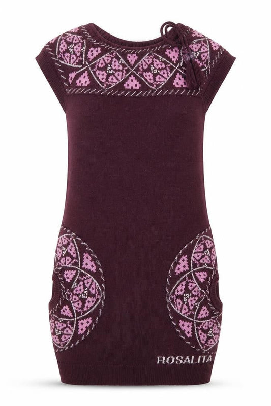 Rosalita Womens Purple Argyle/Diamond Acrylic Jumper Dress  Size XS  Round Neck Pullover
