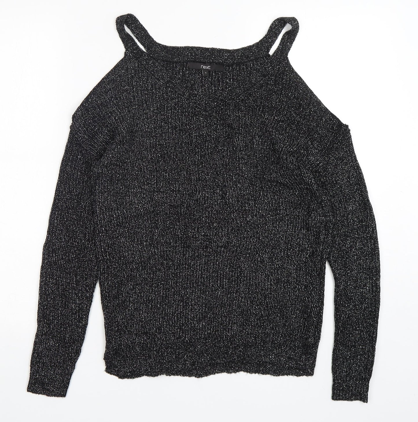 NEXT Womens Silver V-Neck  Acrylic Pullover Jumper Size 6