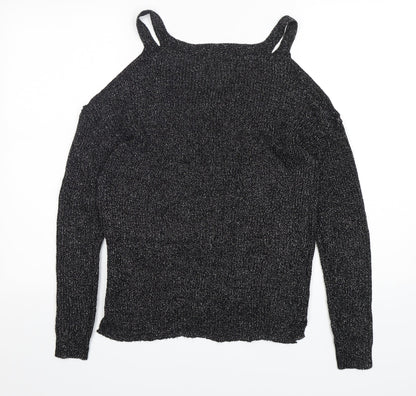 Next Womens Silver V-Neck  Acrylic Pullover Jumper Size 6