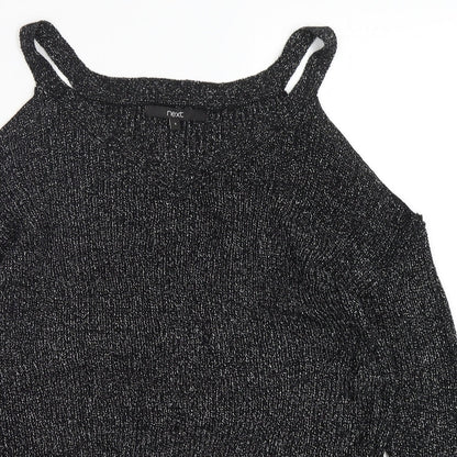 Next Womens Silver V-Neck  Acrylic Pullover Jumper Size 6