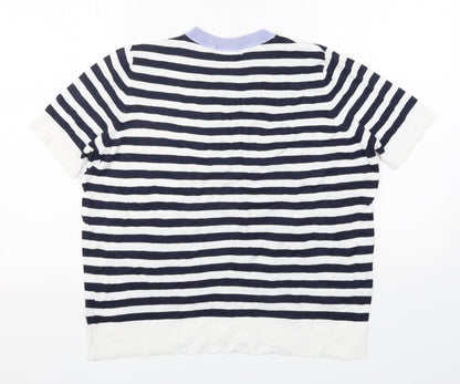 Preloved Marks and Spencer Womens Multicoloured Round Neck Striped Viscose Pullover Jumper Size 14 - Back