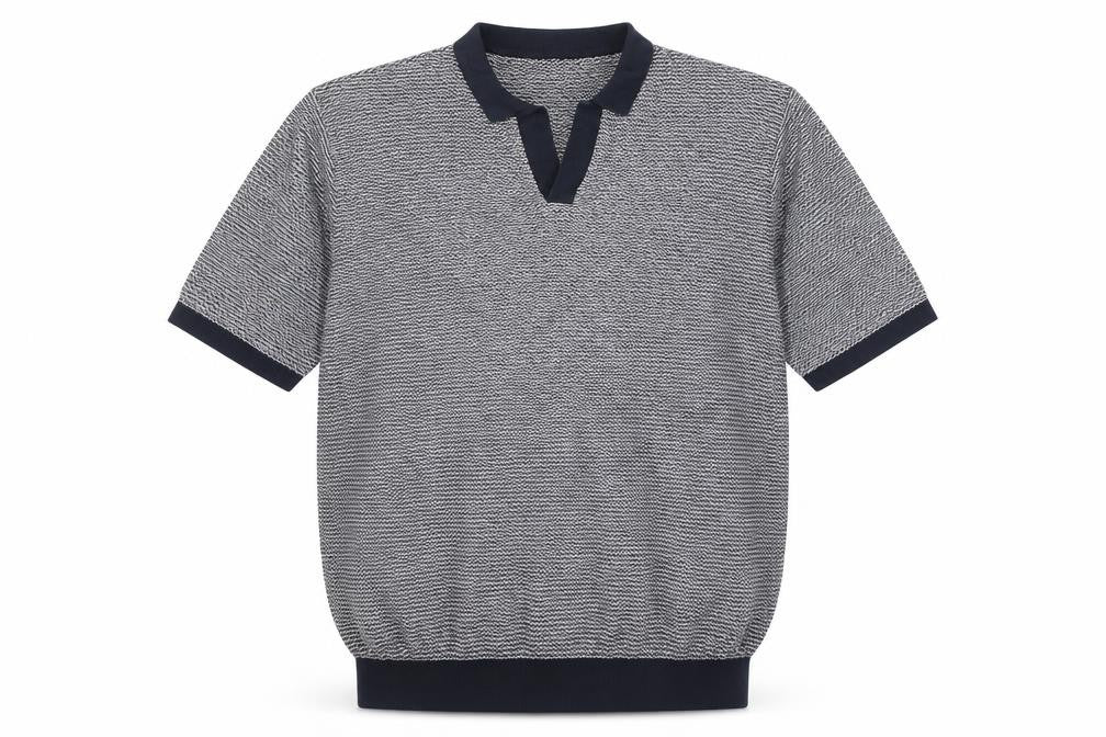 NEXT Mens Blue Collared Striped Cotton Pullover Jumper Size M