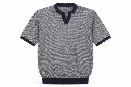 Next Mens Blue Collared Striped Cotton Pullover Jumper Size M