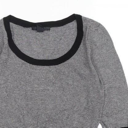 H&M Womens Multicoloured Scoop Neck Striped Viscose Pullover Jumper Size 10