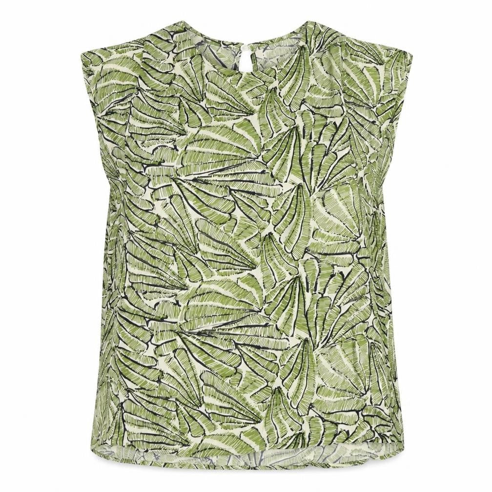 Wild Pony Womens Green Floral Viscose Basic Blouse Size XS Round Neck