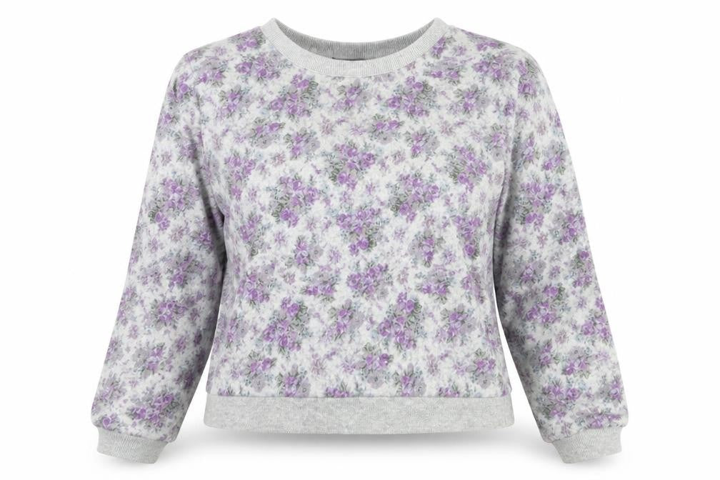 Atmosphere Womens Grey Floral Cotton Pullover Sweatshirt Size 12