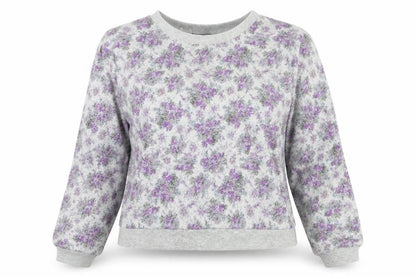 Atmosphere Womens Grey Floral Cotton Pullover Sweatshirt Size 12