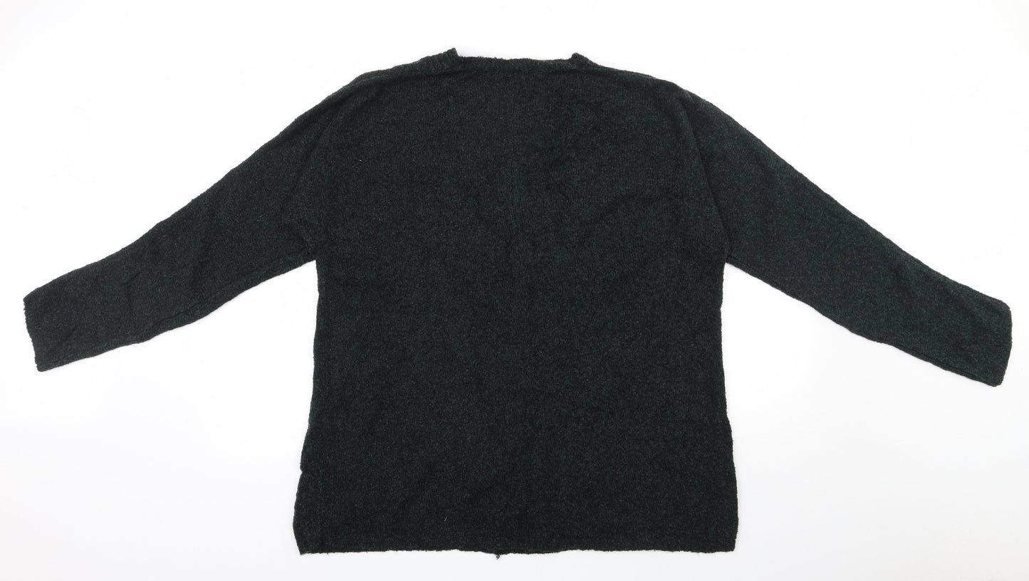 Cashel Womens Green V-Neck  Acrylic Pullover Jumper Size XL