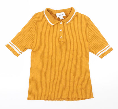 Preloved Monki Womens Yellow  Viscose Basic Polo Size M Collared - Front