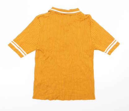 Preloved Monki Womens Yellow  Viscose Basic Polo Size M Collared - Back