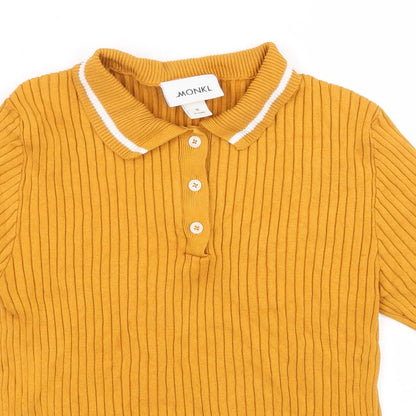 Preloved Monki Womens Yellow  Viscose Basic Polo Size M Collared - Detail