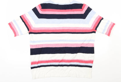 Marks & Spencer Womens Multicoloured Round Neck Striped Viscose Pullover Jumper Size 20