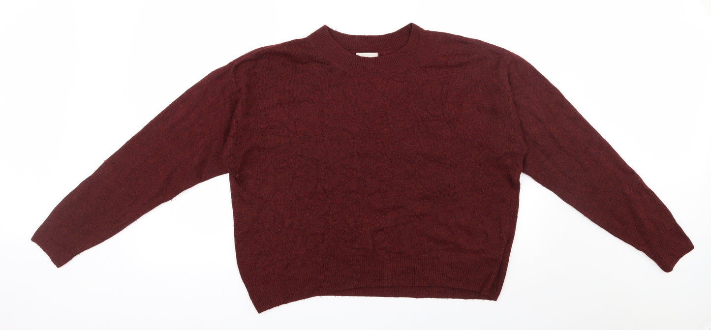 H&M Womens Red Round Neck  Acrylic Pullover Jumper Size M