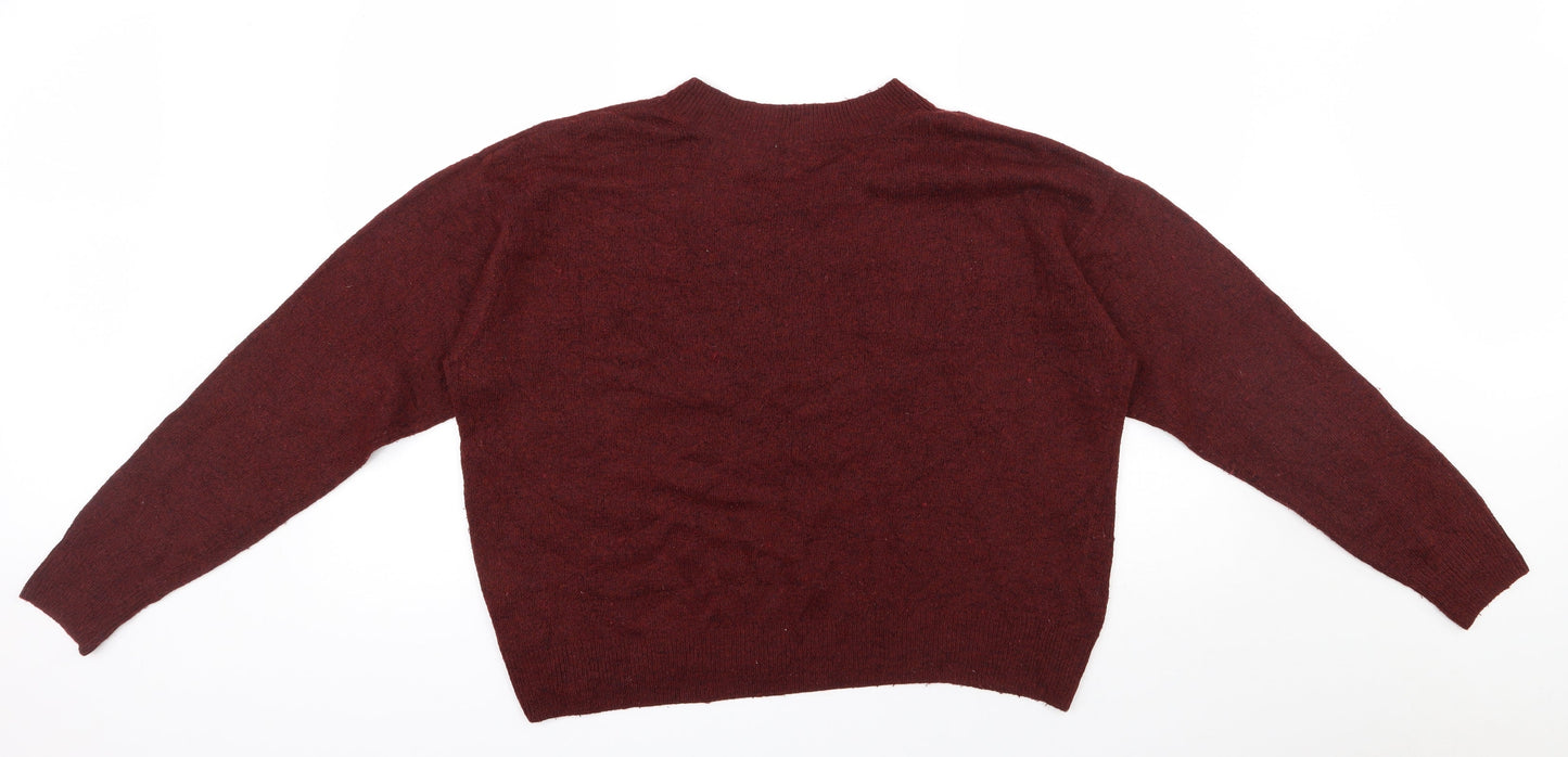 H&M Womens Red Round Neck  Acrylic Pullover Jumper Size M