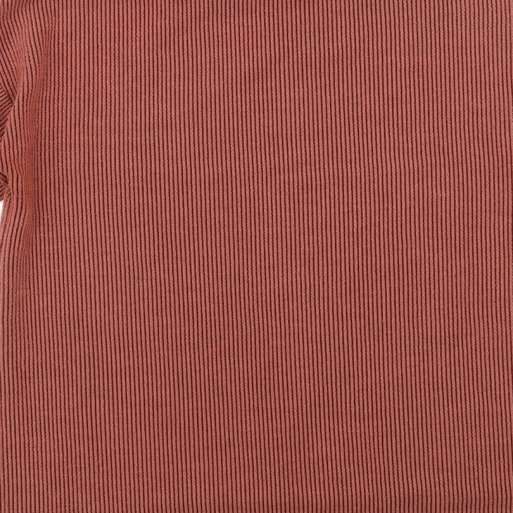 George  Womens Orange  Polyester Basic T-Shirt Size 8 High Neck