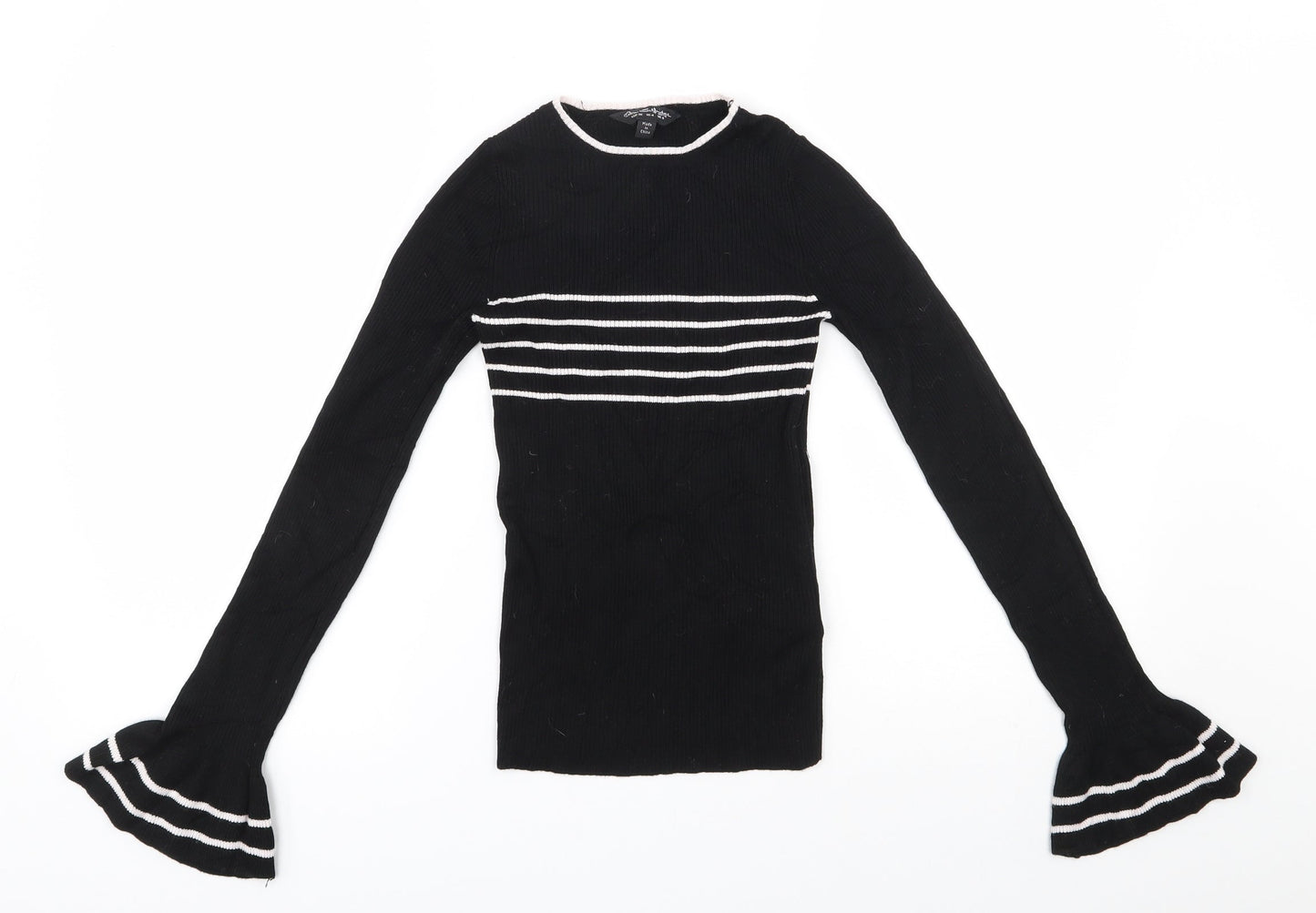 Miss Selfridge Womens Black Round Neck  Viscose Pullover Jumper Size 8