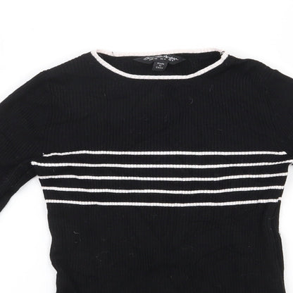 Miss Selfridge Womens Black Round Neck  Viscose Pullover Jumper Size 8