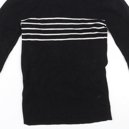 Miss Selfridge Womens Black Round Neck  Viscose Pullover Jumper Size 8