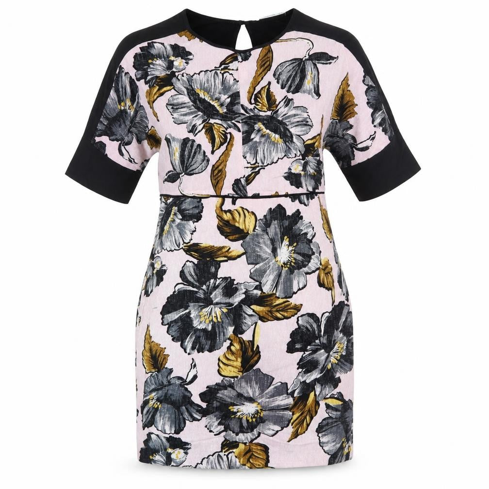 Warehouse Womens Pink Floral Viscose Shift  Size 6  Round Neck Pullover