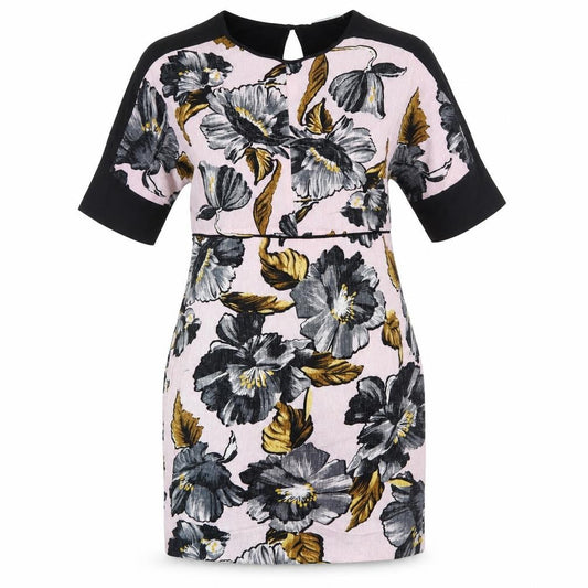 Warehouse Womens Pink Floral Viscose Shift  Size 6  Round Neck Pullover