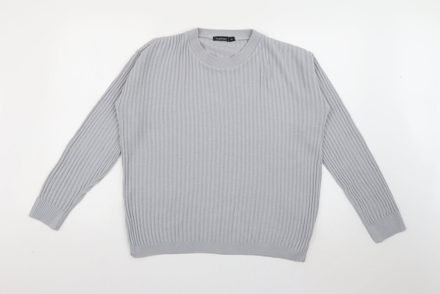 Boohoo Womens Grey Crew Neck  Acrylic Pullover Jumper Size M